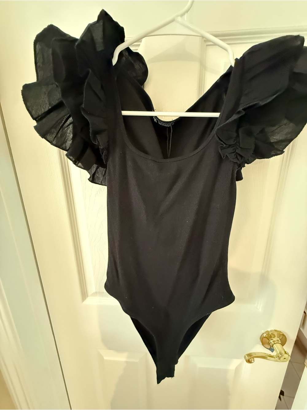 Zara Black Ruffle Sleeve Girls' Bodysuit